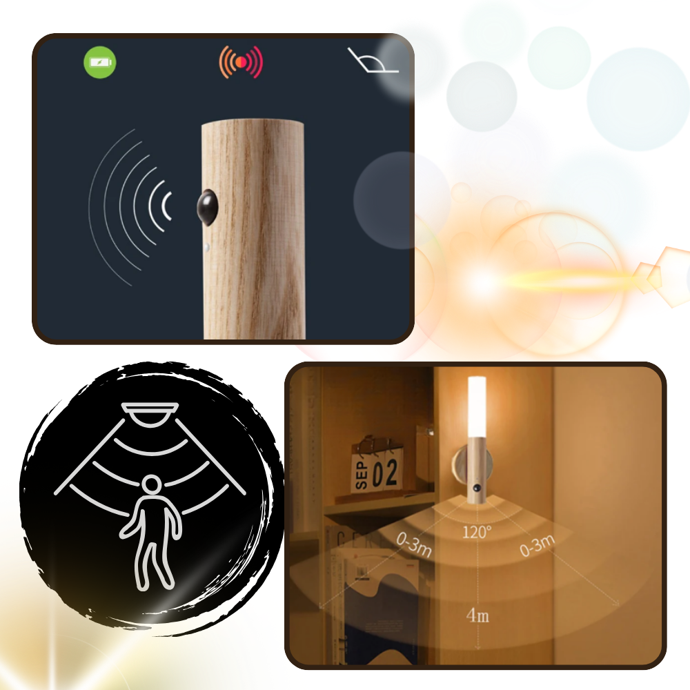Lanterna recarregável Landgoo com sensor de movimento, luz inteligente e design compacto para uso doméstico e externo.