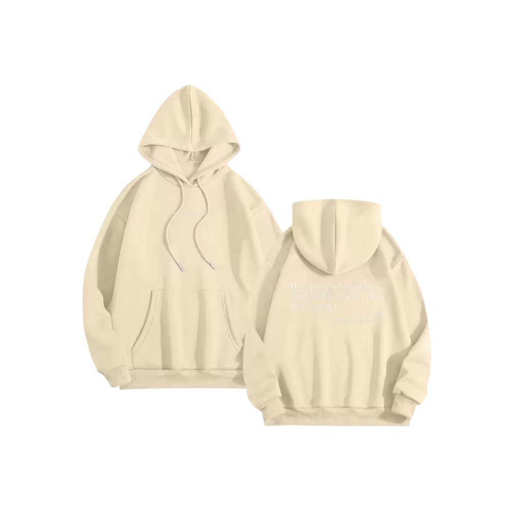Moletom oversized feminino da Brop Anko na cor bege com mensagem motivacional, veste confortável para atividades ao ar livre.