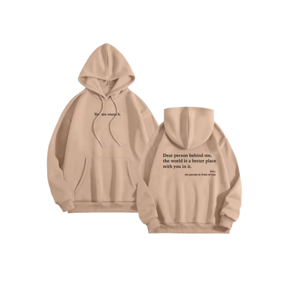 Moletom oversized feminino Brop Anko com mensagem motivadora na cor cáqui, veste confortável para atividades ao ar livre.