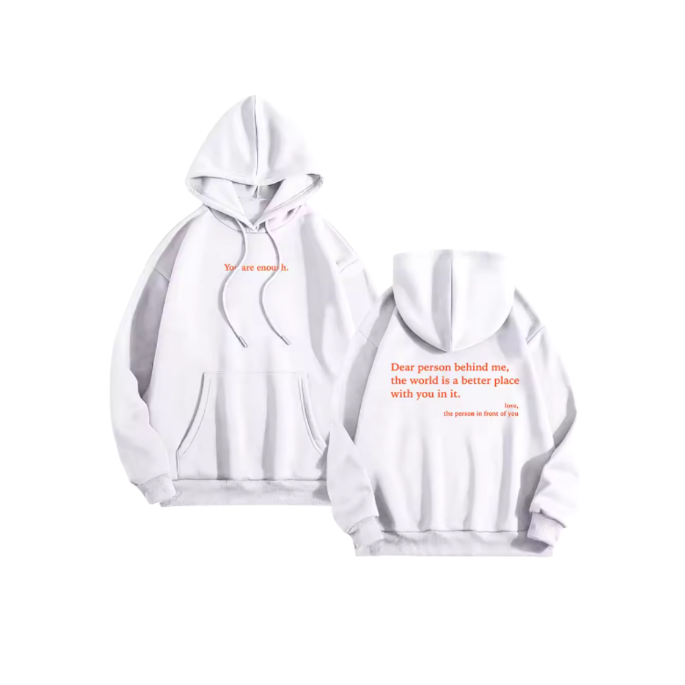 Moletom oversized feminino da Brop Anko com mensagem motivacional na cor branca, ideal para roupas de lazer ao ar livre.