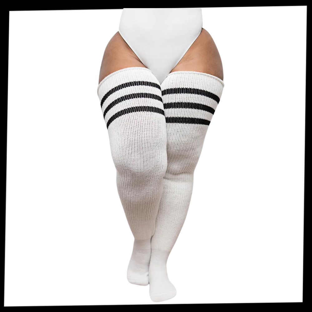 Chaussettes cuissardes reforçadas para mulheres da marca Mpwegnp, em azul, com tecido resistente e confortável.