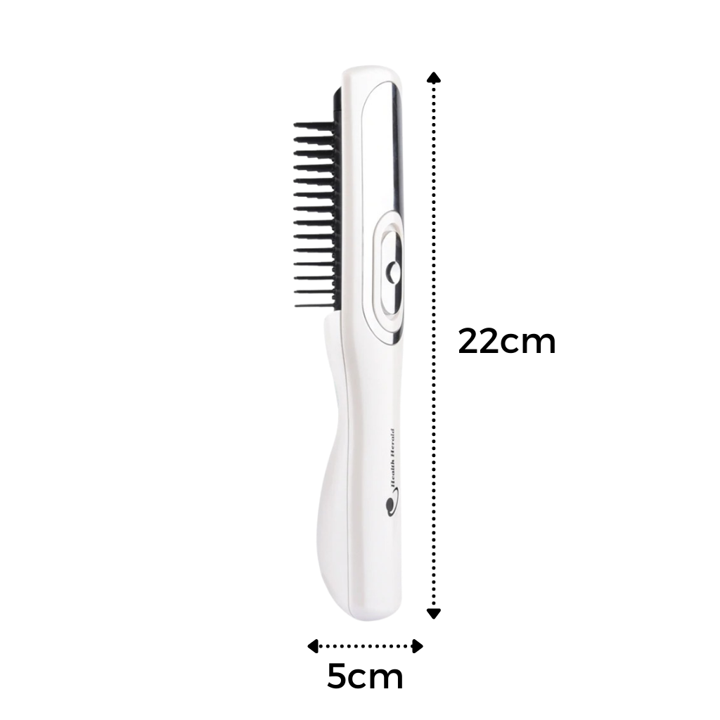 Peigne a laser infravermelho Ms.Dear para cuidado dos cabelos, com cabos de plástico preto e pontas de contato.