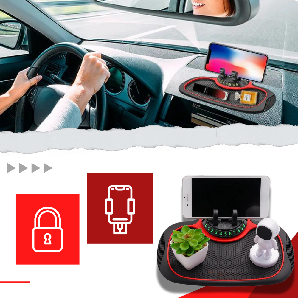 Tapete suporte antideslizante para celular Mulanimo em azul, acessório automotivo para fixar telefone no carro.