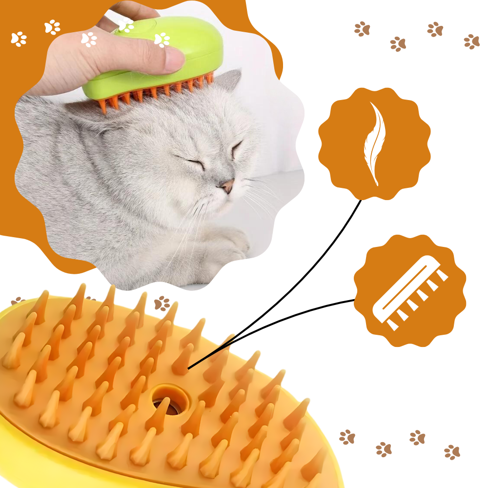Escova de tosa multifuncional para gatos Candy Moon com cerdas macias e função de massagem relaxante.