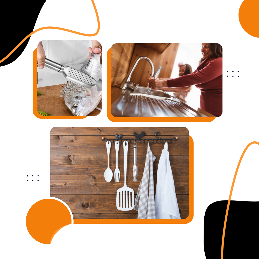 Escalador de peixe multifuncional Yszodd para remover escamas de peixe de forma rápida e fácil na cozinha.