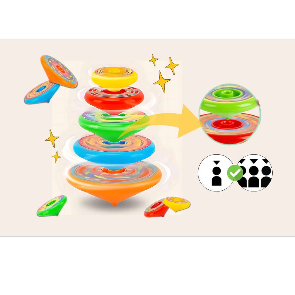 Toupia de várias camadas Jangslng, brinquedo de atividade com spinning dinâmico e camadas coloridas para diversão.