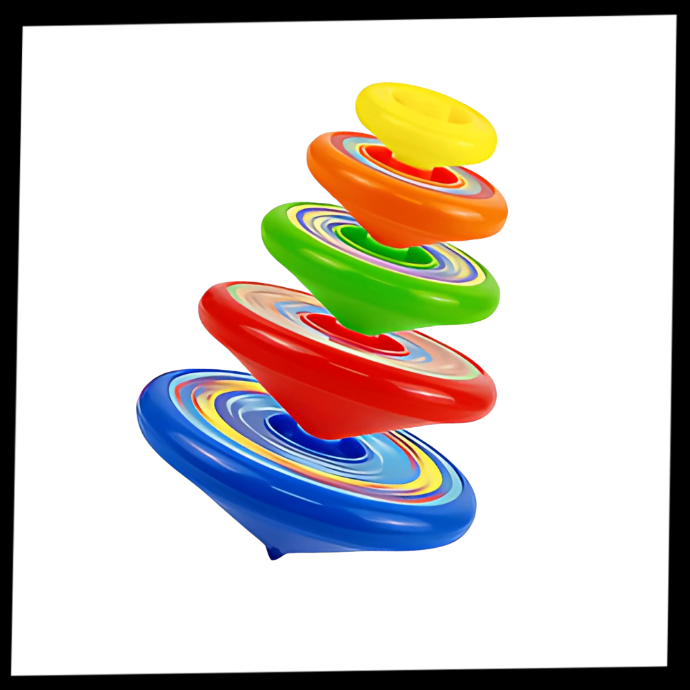 Brinquedo de atividade Jangslng com várias camadas de toupia colorida para diversão e coordenação infantil.