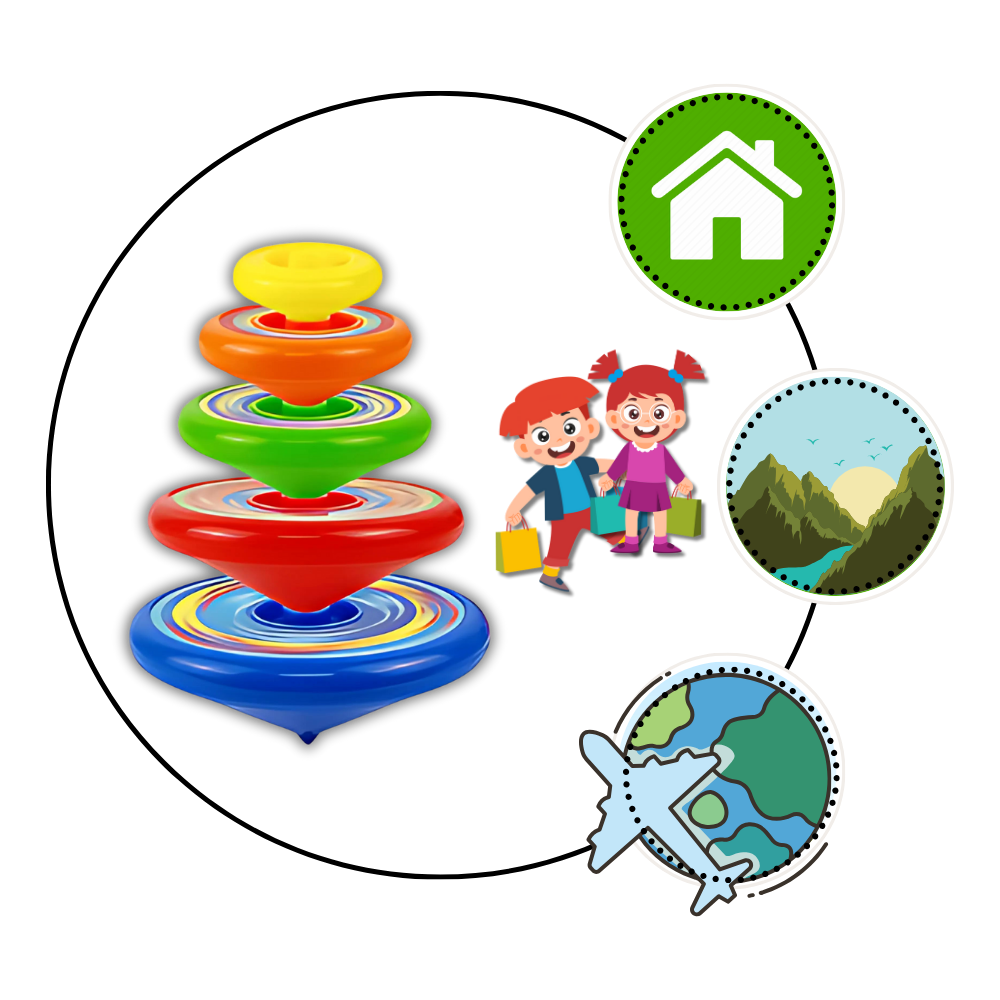 Toupie de várias camadas Jangslng, brinquedo de atividade divertido e portátil para crianças, com múltiplas camadas coloridas.