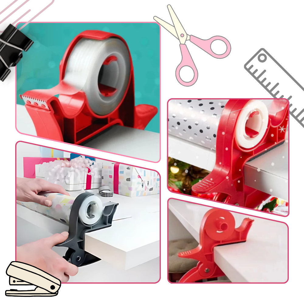 Porta-papel multifuncional 3M para papel de presente com trombones e pinces, fácil de usar e prático para embrulhos.