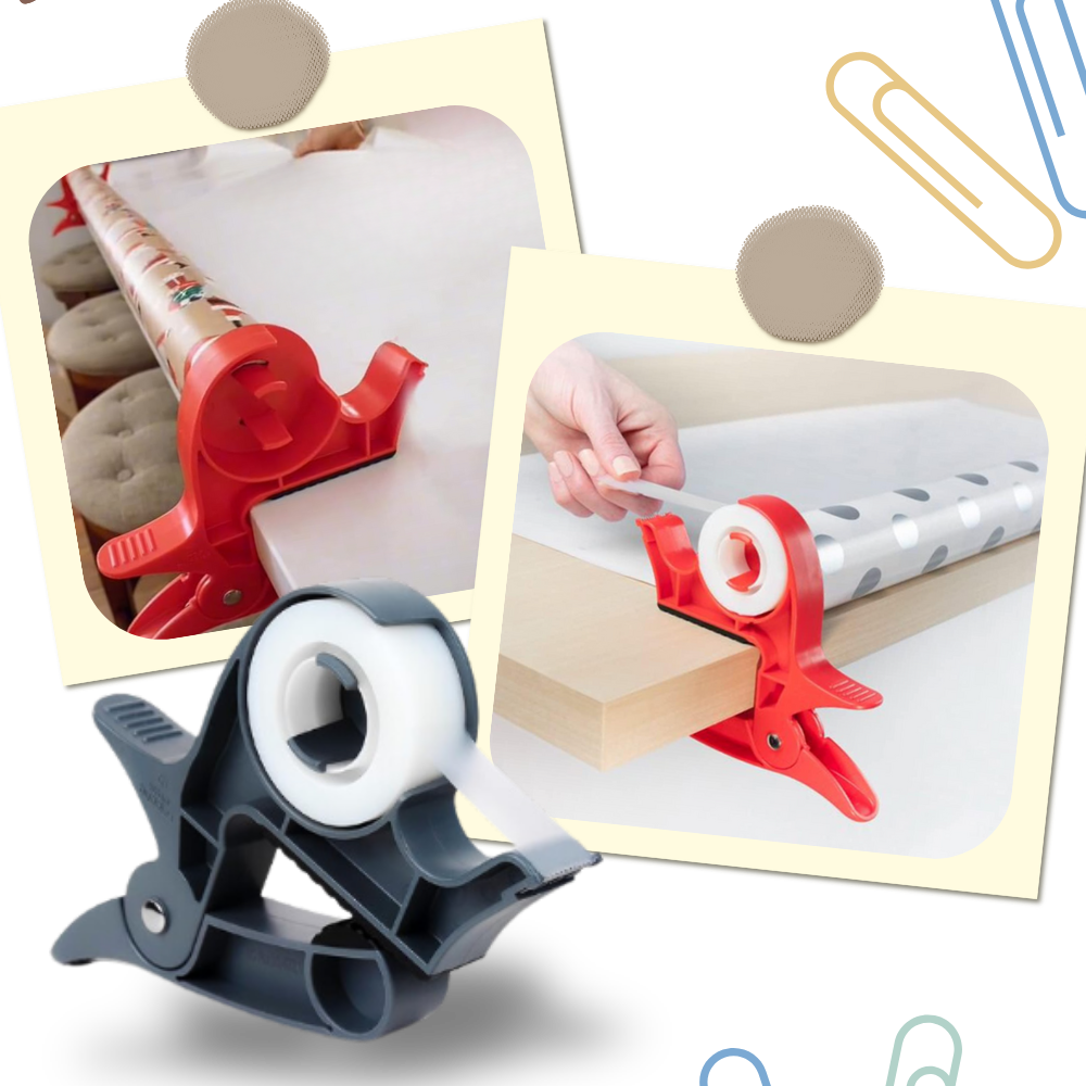 Porte-papier multifuncional 3M com trombones e pinces para papel de presente, fixação segura e prática para embrulhos.