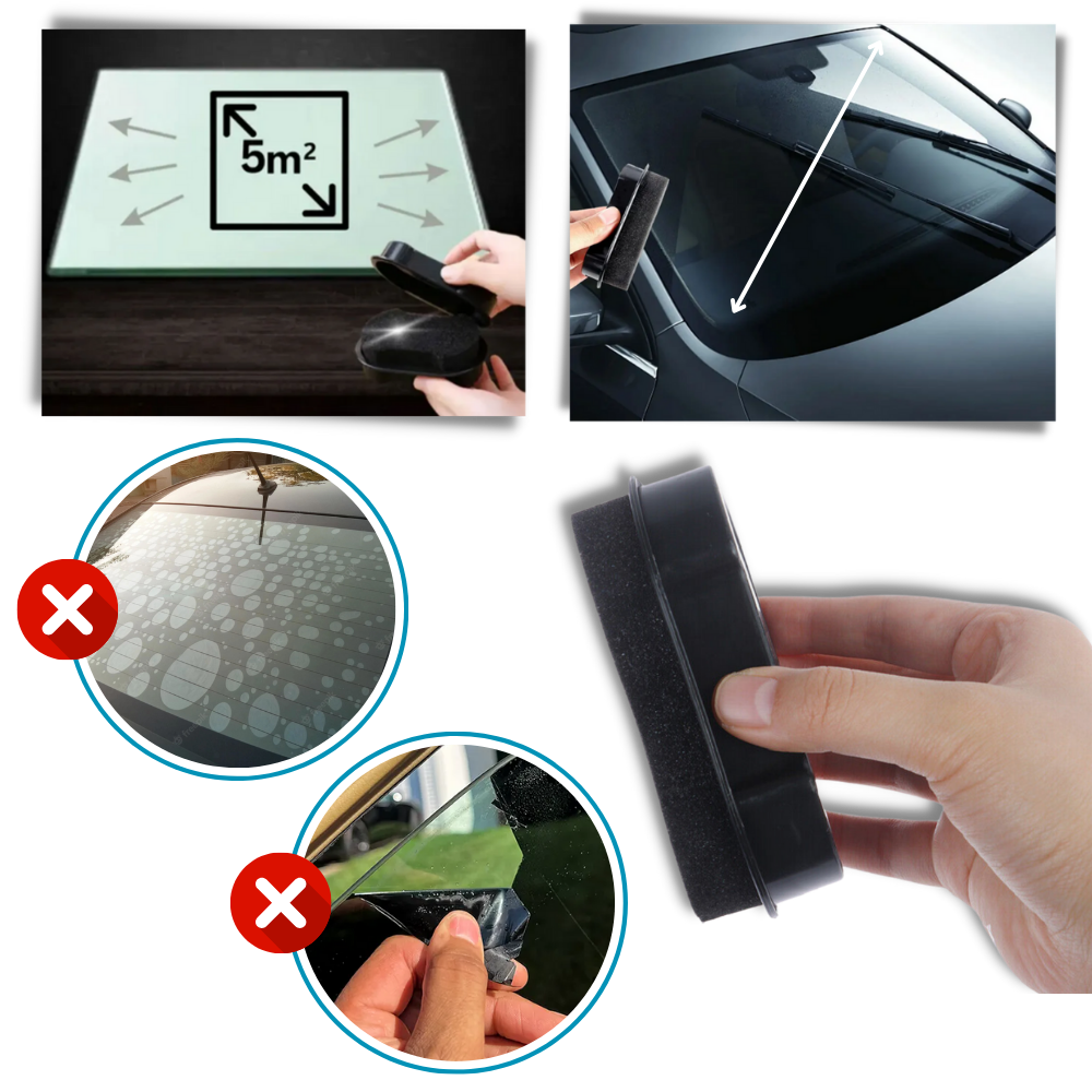 Revêtement nano polivalente da Baoblaze aplicado em janelas, protegendo superfícies com camada de alta tecnologia.