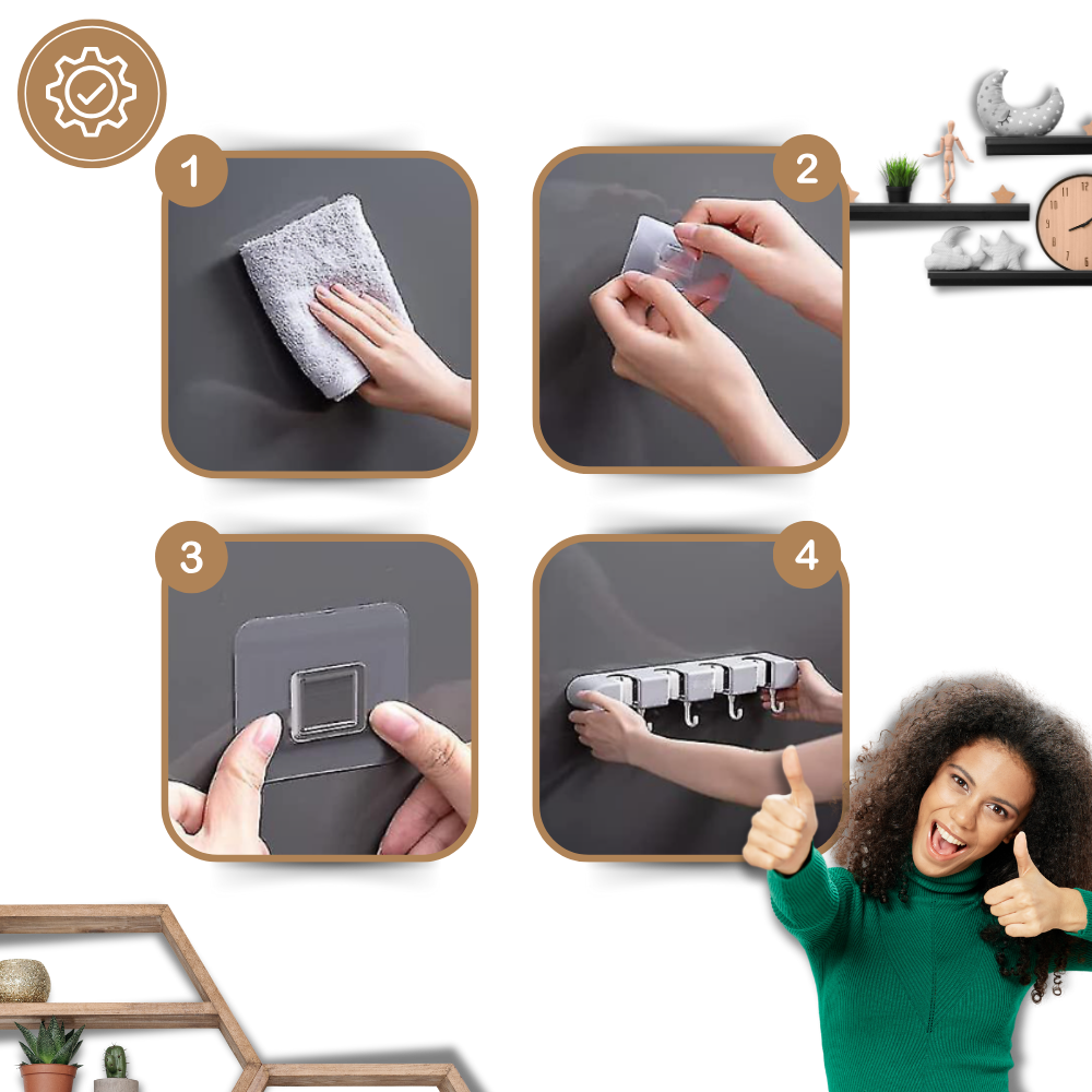 Suporte multifuncional para vassouras, instalado na parede, ideal para organização de limpeza doméstica, marca Costway.
