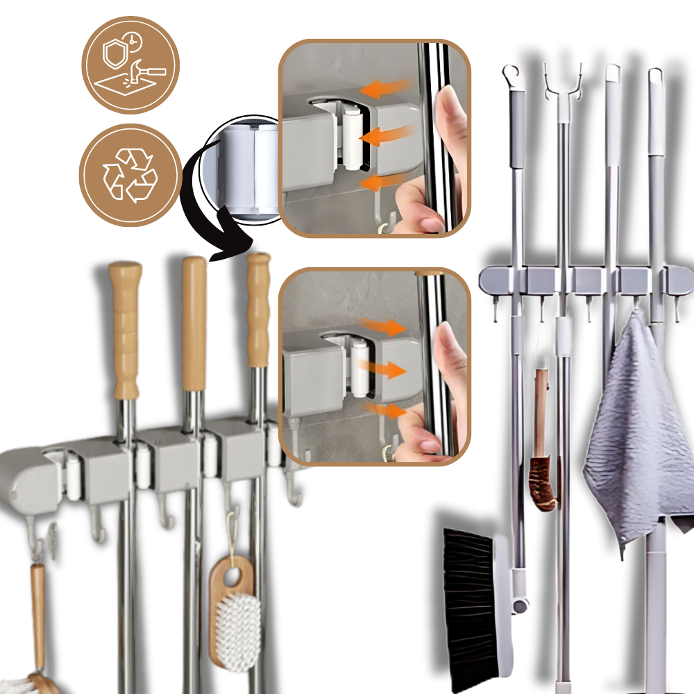 Porta-escova de limpeza multifuncional da Costway, ideal para organização de utensílios de limpeza em casa.