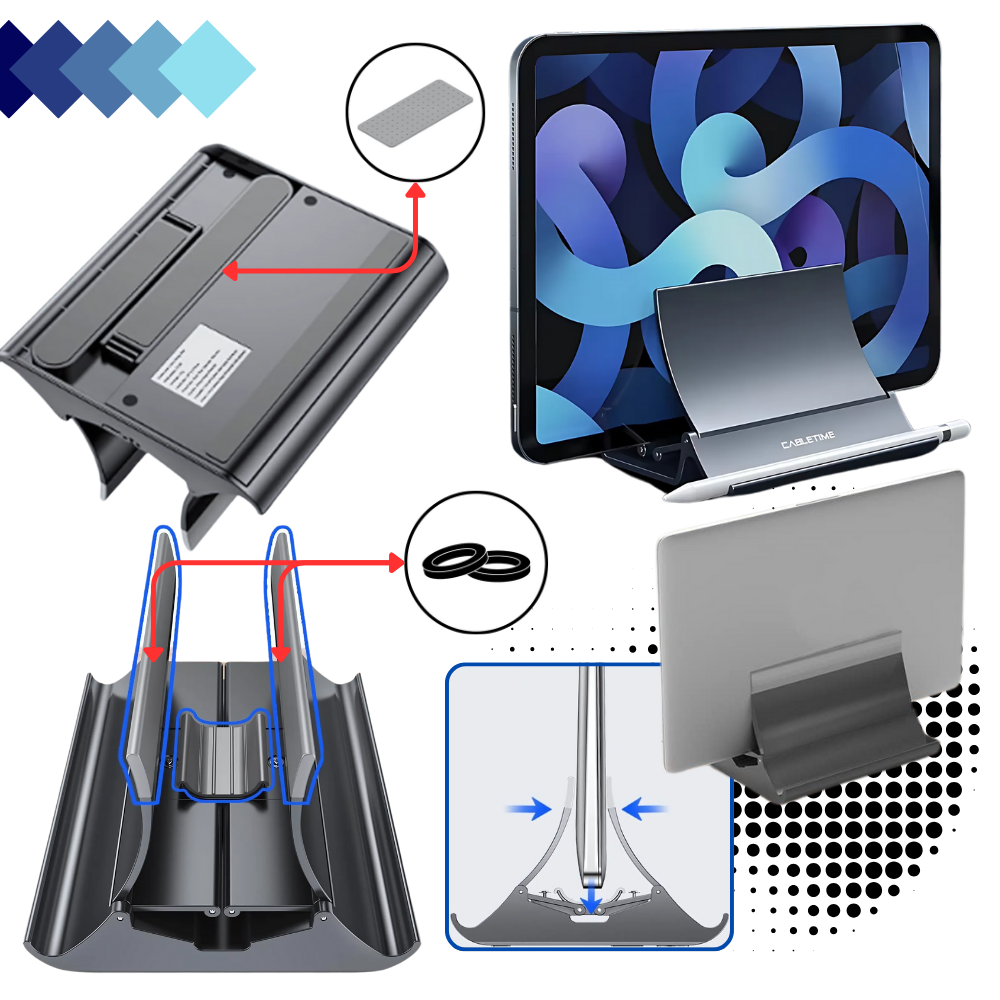 Suporte vertical Goolrc para notebook, acessório multifuncional, estável e ajustável para melhorar a ergonomia e organização do computador.