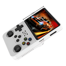 Console de jogos portátil retro da Media com múltiplos emuladores, tela colorida e botões de controle destacáveis.