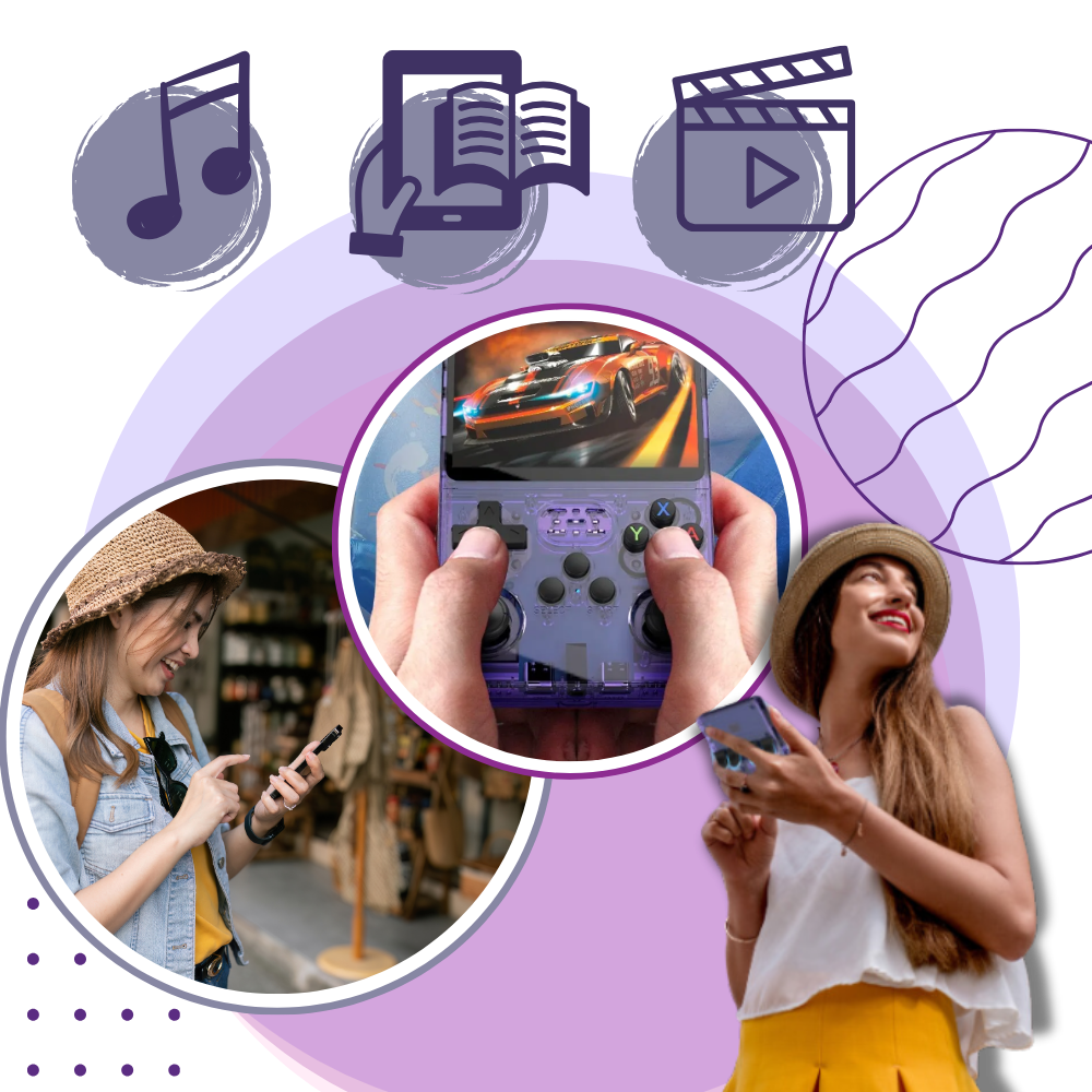 Console de jogos portátil retro Multi Emulador Media, dispositivo de jogos de mão com múltiplos emuladores integrados.