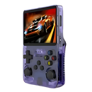 Console de jogos portátil retro da Media com múltiplos emuladores, tela colorida e design compacto na cor roxa.