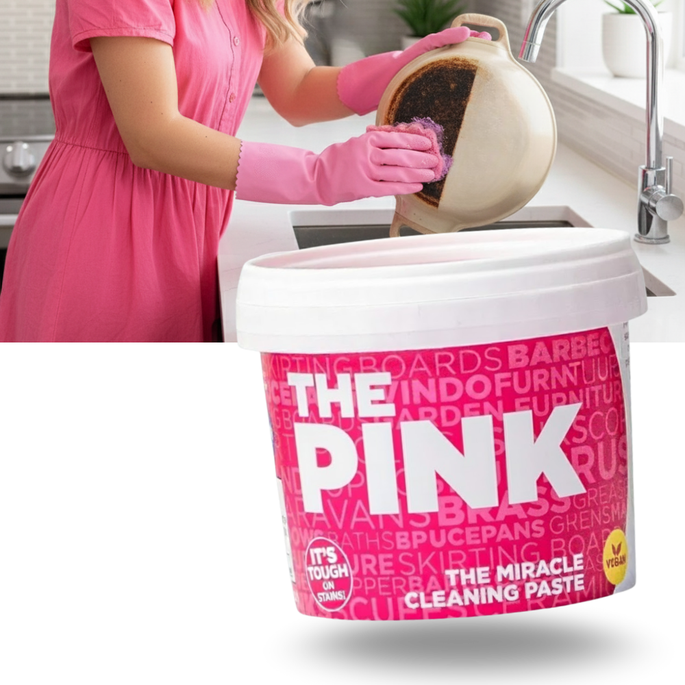 Pasta de limpeza multiusos Stardrops de cor rosa, usada para limpeza doméstica eficaz e versátil.
