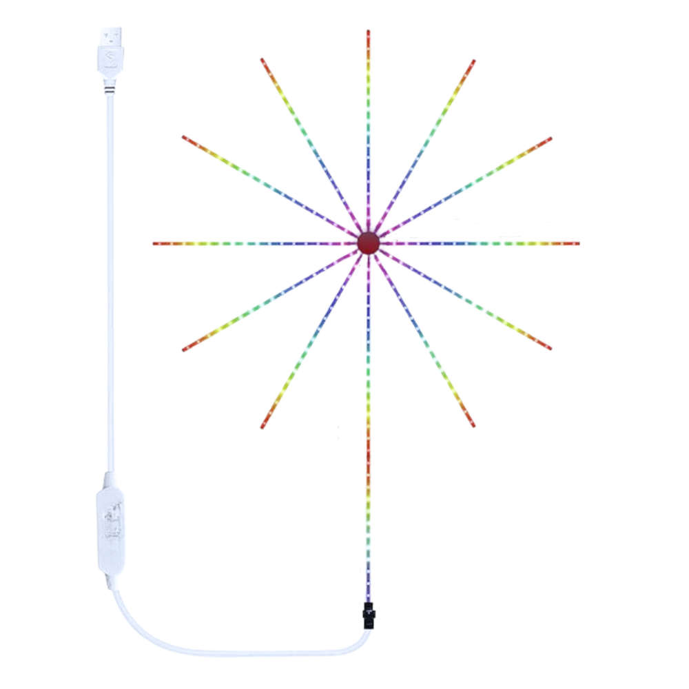 Luminária de fitas de LED com sincronização musical, iluminação colorida para ambientes internos.