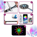 Faixas de luz LED com sincronização musical e flexibilidade, luminárias modernas para iluminação decorativa.