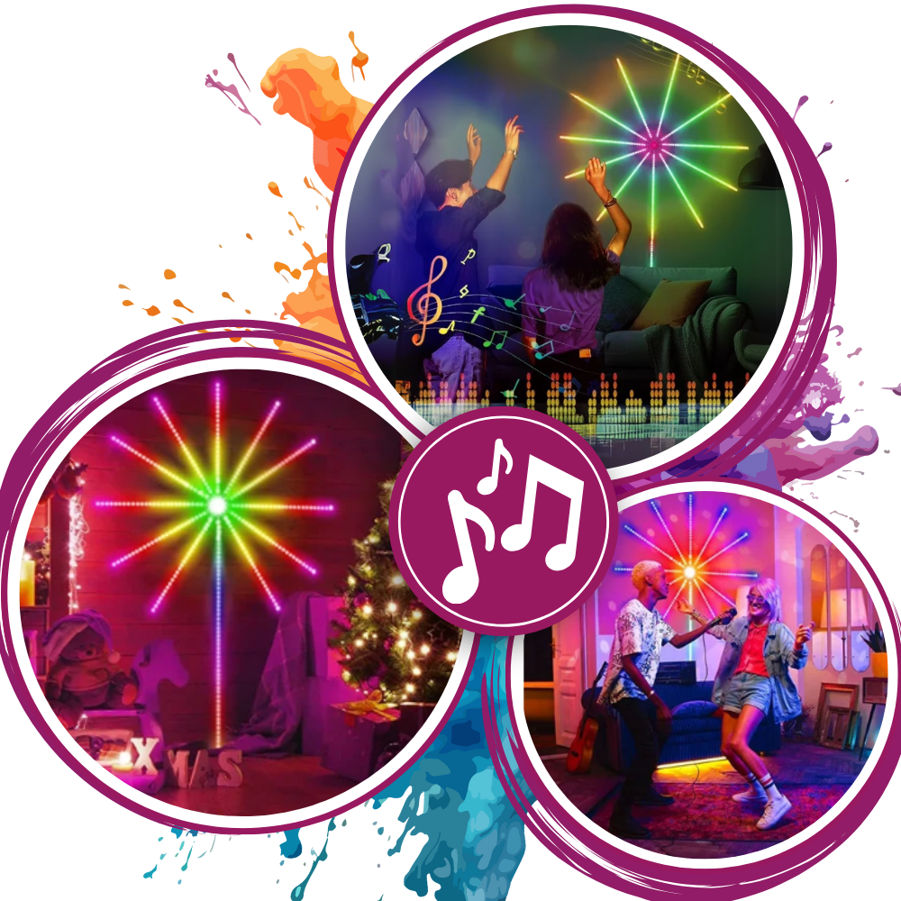 Tiras de LED luminosas com sincronização musical, luminária RGB para decoração e iluminação ambiente.