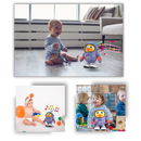 Brinquedo de pelúcia interativo em forma de pato musical para bebês, marca Kyoffiie, com cores vibrantes e detalhes fofos.