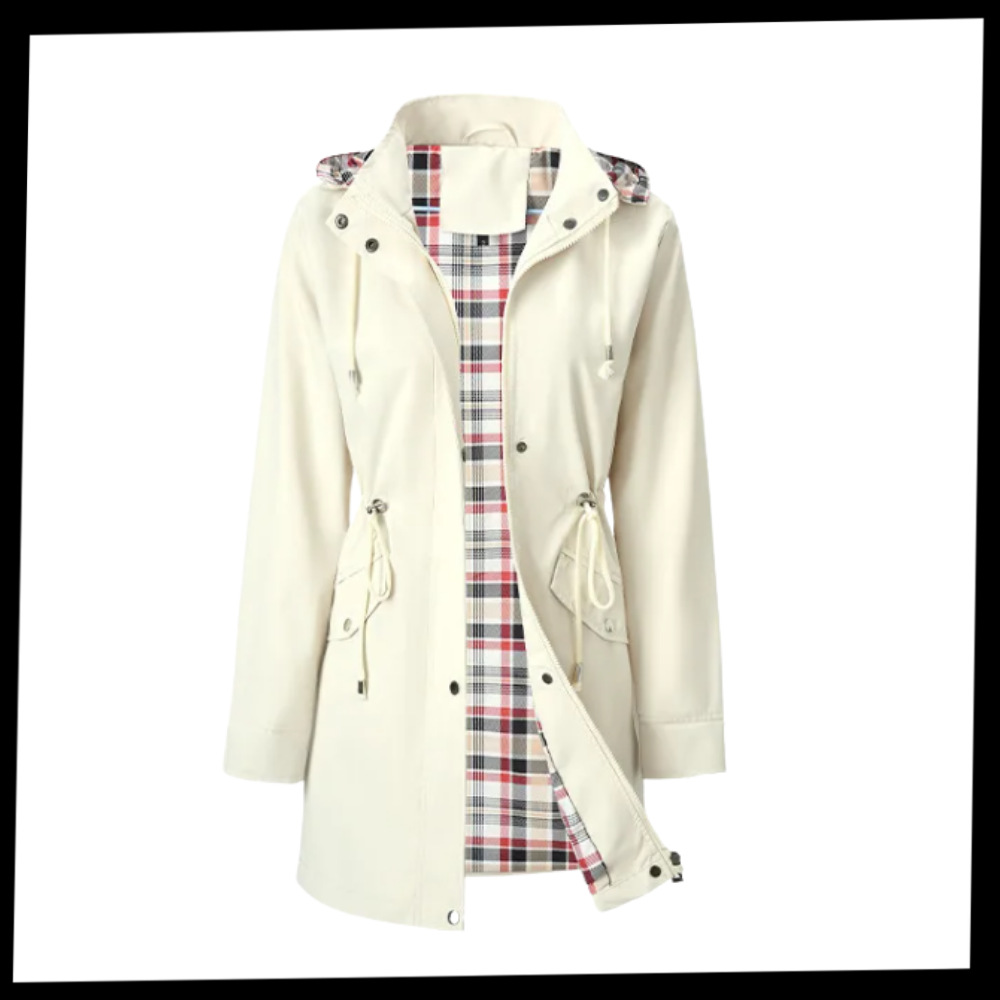 Casaco trench-coat chic e impermeável da Musuos, veste de alta qualidade para proteção e estilo ao ar livre.