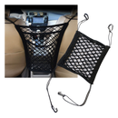 Filet elástico de armazenamento Mutocar para carros, com dois compartimentos para organização de objetos no veículo.