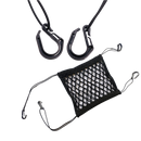 Filet elástico de armazenamento para carros da Mutocar, com dois compartimentos para organização de acessórios automotivos.