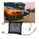 Filet elástico de armazenamento para carros, acessório de carregamento Mutocar com dois compartimentos para organização.