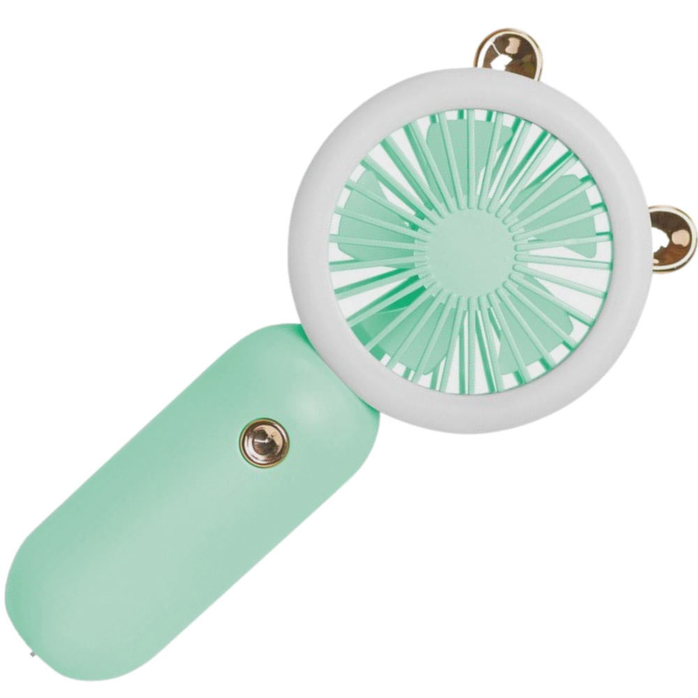 Ventilador USB de poche Muyan com LED, dispositivo portátil de climatização, em cor rosa.
