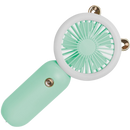 Ventilador USB de poche Muyan com LED, dispositivo portátil de climatização, em cor rosa.