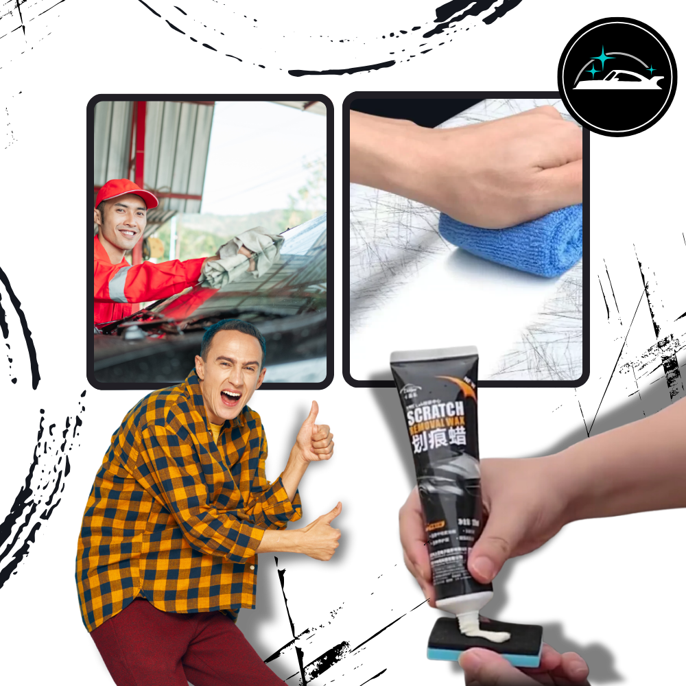 Cera da Mybeauty para veículos com penetração profunda, elimina riscos e arranhões na pintura automotiva.