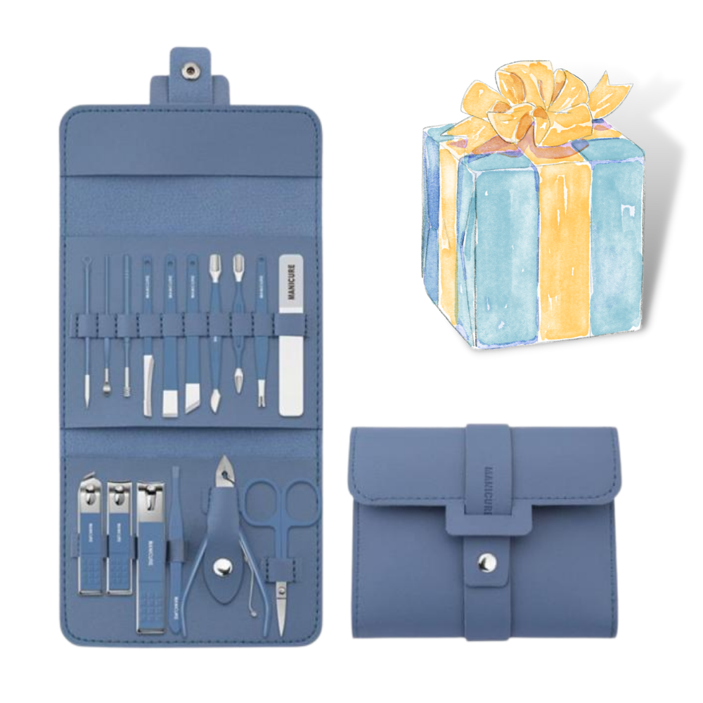 Conjunto portátil de cosmeticos Nafxzy, 12 peças em embalagem verde-menta, ferramentas de manicure compactas e práticas