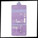 Conjunto de manicure portátil da Nafxzy com 12 peças de cosméticos na cor verde-menta, organizado em estojo compacto.