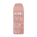 Conjunto de manucure portátil da marca Nafxzy com 12 peças, em embalagem verde-menta, ideal para cuidados com as unhas.