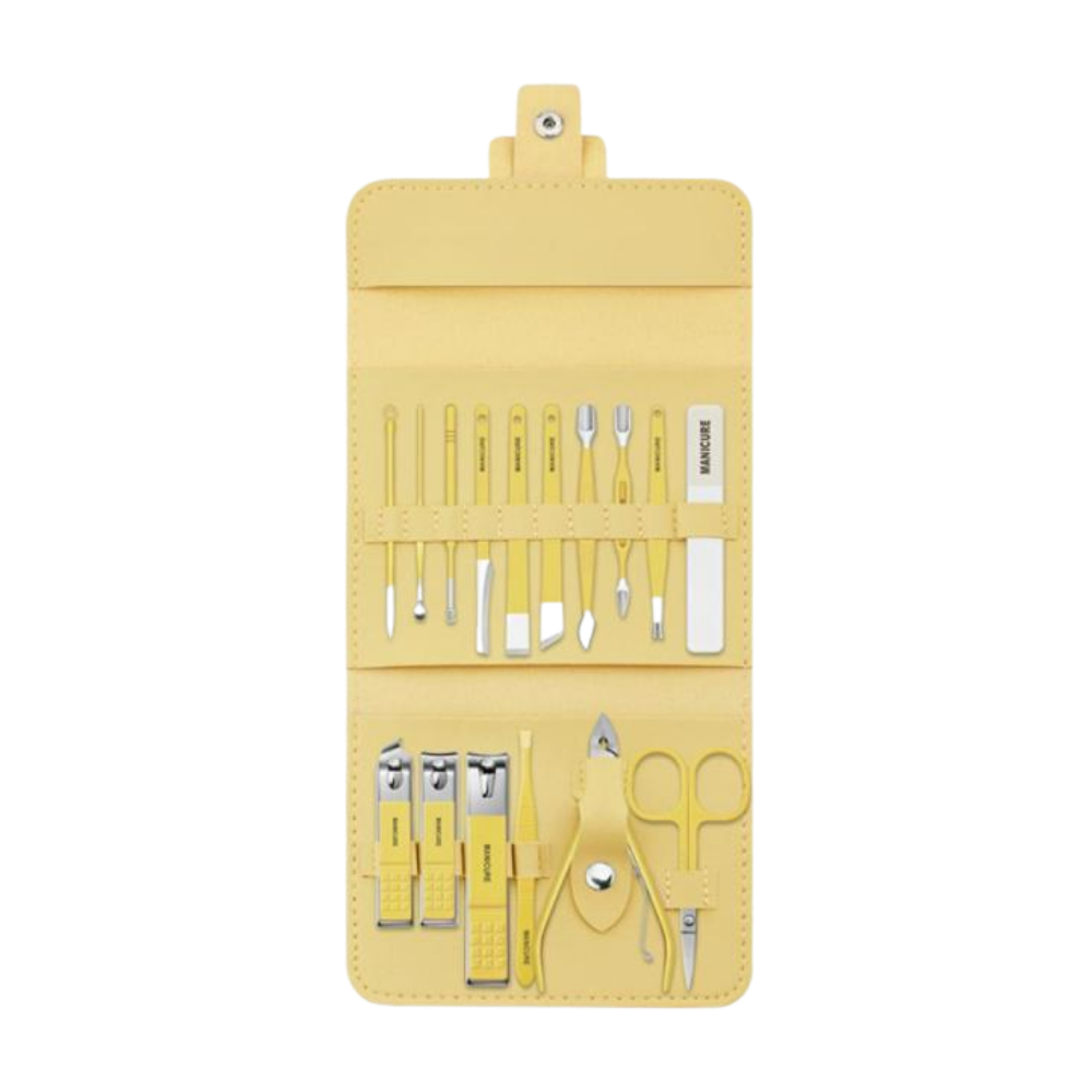Conjunto de manucure portátil Nafxzy com 12 peças em embalagem verde-menta, ferramentas de cuidados com as unhas.