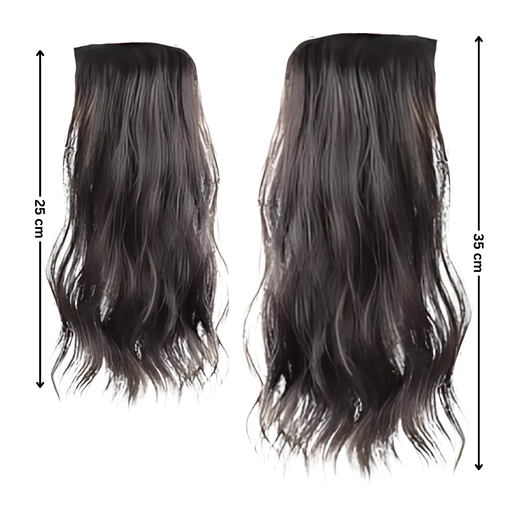 Extensão de cabelo natural com clips da marca Hairdo, cabelo costurado à mão, ideal para aumentar o volume e comprimento dos fios.