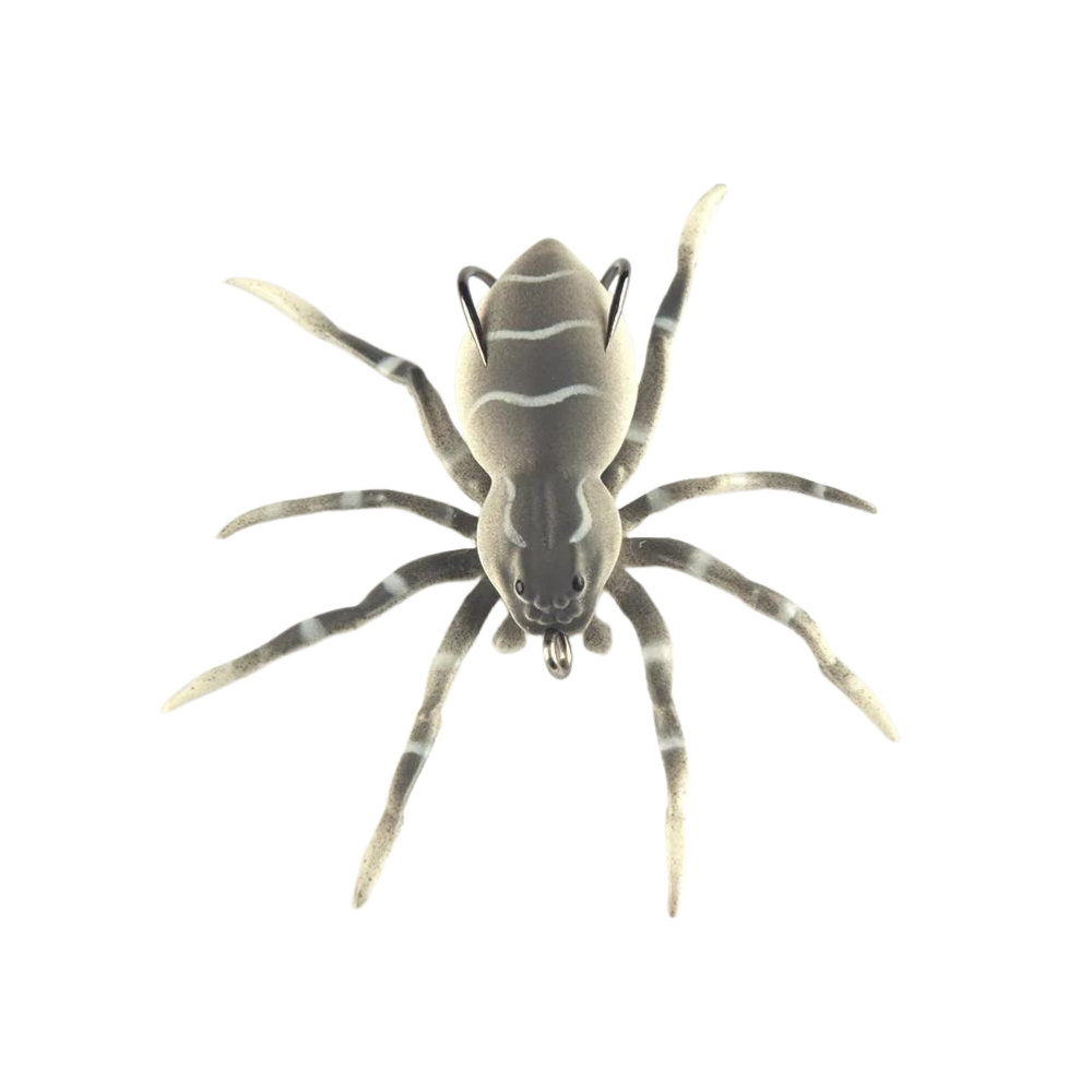 Isca de pesca em forma de aranha cinza com movimento natural, ideal para pesca esportiva, da marca Amazing Fashion Decoration