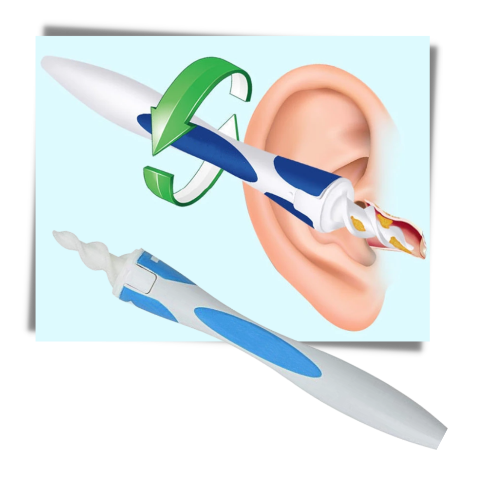 Cure oreilles em silicone espiral da Neomen, acessório para cuidado e higiene dos ouvidos, em formato de espiral branca.