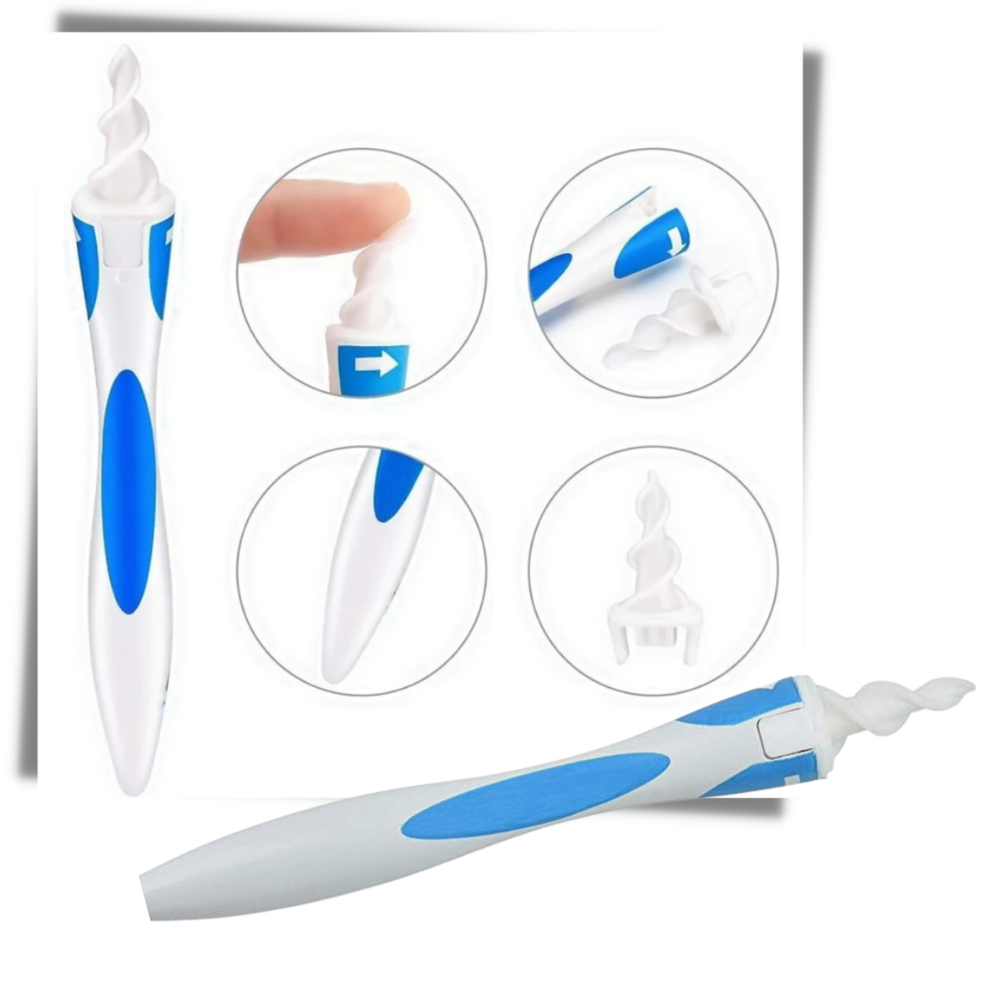 Cure oreilles em silicone espiral da Neomen, ferramenta para cuidado e higiene dos ouvidos, com design flexível e seguro.