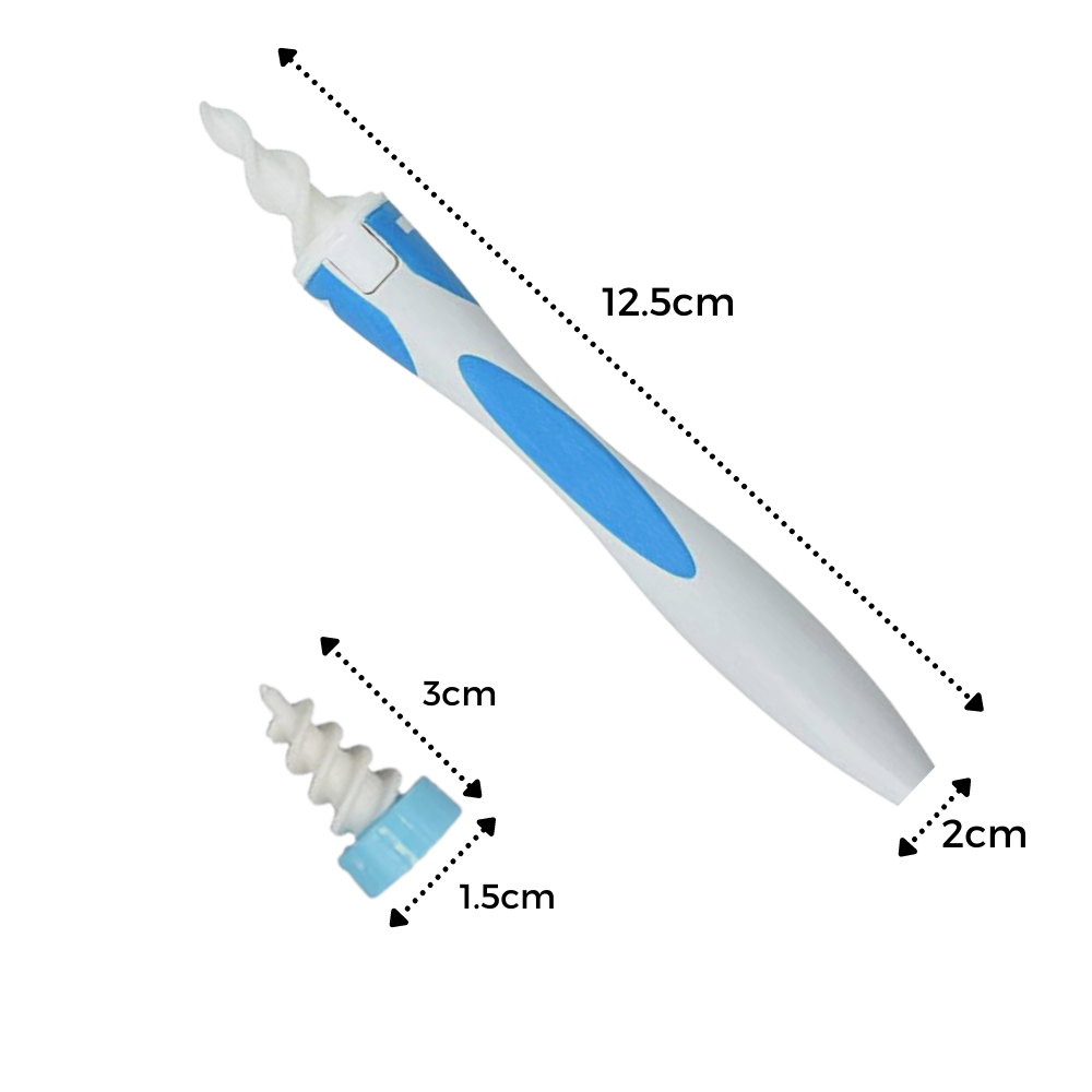 Cure oreilles em silicone espiral da Neomen, dispositivo de cuidado para higiene e saúde dos ouvidos, em uso ou exibido na imagem