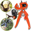 Sécateur de jardin Netjett noir et outil de greffage pour jardinage, avec poignées ergonomiques et lames tranchantes.