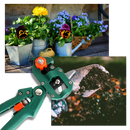 Sécateur de jardin Netjett noir et outil de greffage pour jardinage, avec lames en acier et poignée ergonomique.