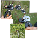 Sécateur de jardin Netjett noir et outil de greffage pour jardinage, avec lames tranchantes et poignée ergonomique.