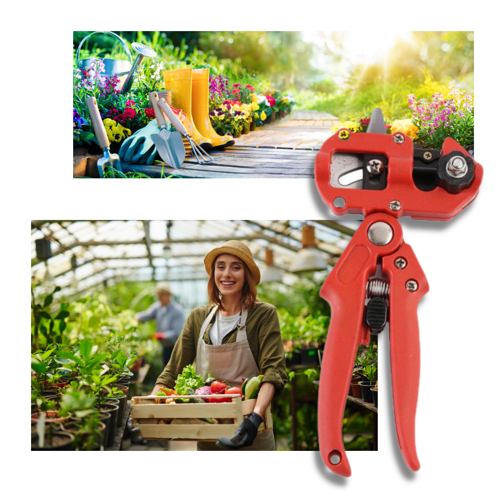 Sécateur de jardin et outil de greffage Netjett noir pour jardinage, avec lames tranchantes et manche ergonomique.