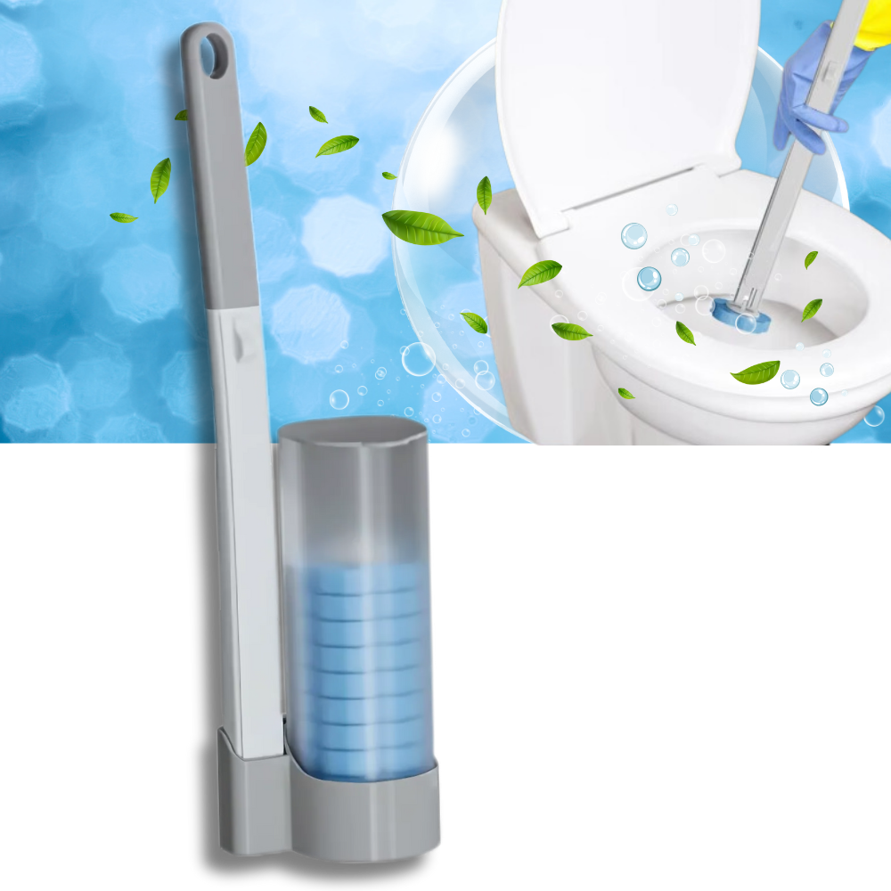 Brosses de toilettes jetables Newpee avec porte-brosses aromatisé à l'océan, 6 pièces pour un nettoyage hygiénique efficace