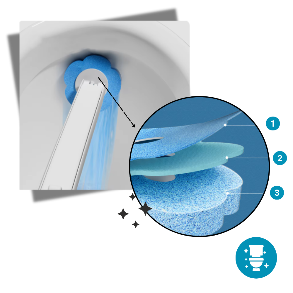 Brosses de toilettes jetables Newpee avec porte-brosses, aroma à l'océan, 6 pièces pour un nettoyage hygiénique efficace