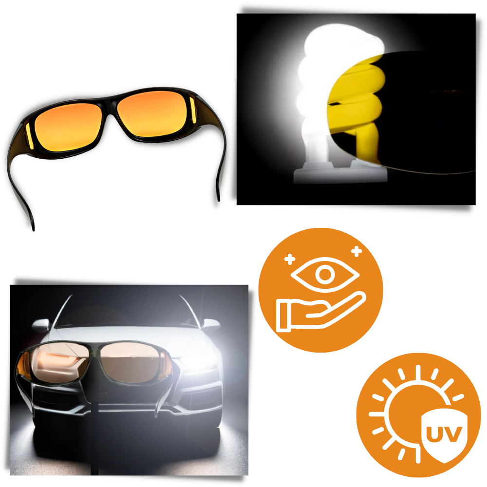 Óculos de sol WMtec para condução noturna, com lentes de clareza para reduzir o brilho e melhorar a visibilidade à noite.
