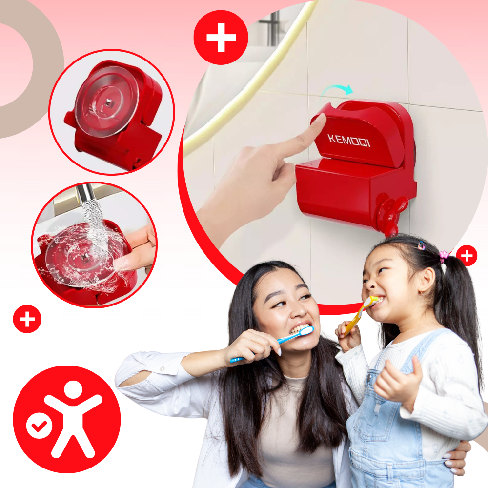 Porta-brossas de dentes Egmy, dispenser anti-gaspillage de pasta de dente acessível, design compacto e funcional.